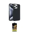 ieg™ iPhone 15 Pro Max Kılıf Doruk Serisi - Siyah Buffer Cam Ekran Koruyucu