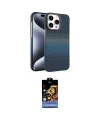 ieg™ iPhone 15 Pro Max Kılıf Doruk Serisi - Siyah Buffer Hayalet Cam Ekran Koruyucu