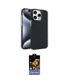 ieg™ iPhone 15 Pro Max Kılıf Doruk Serisi - Siyah Buffer Hayalet Cam Ekran Koruyucu