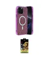 ieg™ iPhone 15 Pro Max Kılıf Eksen Çizgi - Siyah Buffer Cam Ekran Koruyucu