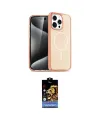 ieg™ iPhone 15 Pro Max Kılıf Eksen Doku Koleksiyonu - Siyah Buffer Hayalet Cam Ekran Koruyucu