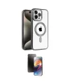 ieg™ iPhone 15 Pro Max Kılıf Eksen Form Koleksiyonu - Siyah 3D Antistatik Mat Seramik Nano Ekran Koruyucu