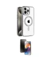 ieg™ iPhone 15 Pro Max Kılıf Eksen Form Koleksiyonu - Siyah 3D Antistatik Mat Seramik Nano Ekran Koruyucu