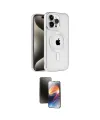 ieg™ iPhone 15 Pro Max Kılıf Eksen Form Koleksiyonu - Siyah 3D Antistatik Mat Seramik Nano Ekran Koruyucu
