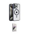 ieg™ iPhone 15 Pro Max Kılıf Eksen Form Koleksiyonu - Siyah Bilvis 3D Mat Cam Ekran Koruyucu