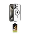 ieg™ iPhone 15 Pro Max Kılıf Eksen Form Koleksiyonu - Siyah Buffer Cam Ekran Koruyucu