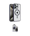 ieg™ iPhone 15 Pro Max Kılıf Eksen Form Koleksiyonu - Siyah Vanessa Magic Hayalet Cam