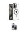 ieg™ iPhone 15 Pro Max Kılıf Eksen Form Koleksiyonu - Siyah Vanessa Magic Hayalet Cam