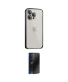 ieg™ iPhone 15 Pro Max Kılıf Eksen Form Serisi - Siyah 3D Antistatik Hayalet Cam Ekran Koruyucu