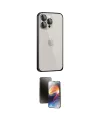 ieg™ iPhone 15 Pro Max Kılıf Eksen Form Serisi - Siyah 3D Antistatik Mat Seramik Nano Ekran Koruyucu