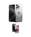 ieg™ iPhone 15 Pro Max Kılıf Eksen Minimal Özel Seri - Siyah 3D Antistatik Mat Seramik Nano Ekran Koruyucu