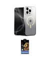 ieg™ iPhone 15 Pro Max Kılıf Eksen Minimal Özel Seri - Siyah Buffer Hayalet Cam Ekran Koruyucu