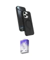 ieg™ iPhone 15 Pro Max Kılıf İz Işık Koleksiyonu - Siyah Bilvis 5in1 3D Magic Cam Ekran Koruyucu