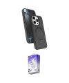 ieg™ iPhone 15 Pro Max Kılıf İz Işık Koleksiyonu - Siyah Bilvis 5in1 3D Magic Cam Ekran Koruyucu