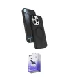 ieg™ iPhone 15 Pro Max Kılıf İz Işık Koleksiyonu - Siyah Bilvis 5in1 5D Magic Hayalet Cam Ekran Koruyucu