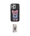 ieg™ iPhone 15 Pro Max Kılıf İz Minimal Koleksiyonu - Siyah Bilvis 3D Cam Ekran Koruyucu