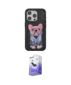 ieg™ iPhone 15 Pro Max Kılıf İz Minimal Koleksiyonu - Siyah Bilvis 5in1 5D Magic Hayalet Cam Ekran Koruyucu