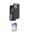 ieg™ iPhone 15 Pro Max Kılıf Kıvılcım Çizgi Serisi - Siyah Bilvis 5in1 3D Magic Cam Ekran Koruyucu