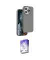 ieg™ iPhone 15 Pro Max Kılıf Kıvılcım Çizgi Serisi - Siyah Bilvis 5in1 3D Magic Cam Ekran Koruyucu
