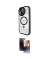 ieg™ iPhone 15 Pro Max Kılıf Kıvılcım Modern Koleksiyonu - Siyah 3D Antistatik Mat Seramik Nano Ekran Koruyucu