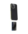 ieg™ iPhone 15 Pro Max Kılıf Kıvılcım Modern Özel Seri - Siyah 3D Antistatik Hayalet Cam Ekran Koruyucu