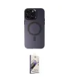 ieg™ iPhone 15 Pro Max Kılıf Kozmos Çizgi Prime - Siyah Bilvis 3D Mat Cam Ekran Koruyucu