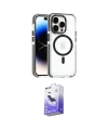 ieg™ iPhone 15 Pro Max Kılıf Kozmos Doku Koleksiyonu - Siyah Bilvis 5in1 5D Magic Hayalet Cam Ekran Koruyucu