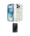 ieg™ iPhone 15 Pro Max Kılıf Kozmos Doku - Siyah 3D Antistatik Hayalet Cam Ekran Koruyucu