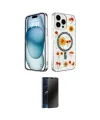 ieg™ iPhone 15 Pro Max Kılıf Kozmos Doku - Siyah 3D Antistatik Hayalet Cam Ekran Koruyucu