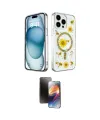 ieg™ iPhone 15 Pro Max Kılıf Kozmos Doku - Siyah 3D Antistatik Mat Seramik Nano Ekran Koruyucu