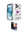 ieg™ iPhone 15 Pro Max Kılıf Kozmos Doku - Siyah 3D Antistatik Mat Seramik Nano Ekran Koruyucu