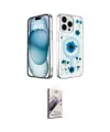 ieg™ iPhone 15 Pro Max Kılıf Kozmos Doku - Siyah Bilvis 3D Mat Cam Ekran Koruyucu