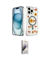 ieg™ iPhone 15 Pro Max Kılıf Kozmos Doku - Siyah Bilvis 3D Mat Cam Ekran Koruyucu