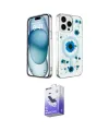 ieg™ iPhone 15 Pro Max Kılıf Kozmos Doku - Siyah Bilvis 5in1 5D Magic Hayalet Cam Ekran Koruyucu