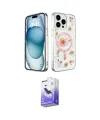 ieg™ iPhone 15 Pro Max Kılıf Kozmos Doku - Siyah Bilvis 5in1 5D Magic Hayalet Cam Ekran Koruyucu