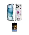 ieg™ iPhone 15 Pro Max Kılıf Kozmos Doku - Siyah Buffer Hayalet Cam Ekran Koruyucu