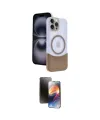 ieg™ iPhone 15 Pro Max Kılıf Kozmos Form Özel Seri - Siyah 3D Antistatik Mat Seramik Nano Ekran Koruyucu