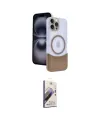 ieg™ iPhone 15 Pro Max Kılıf Kozmos Form Özel Seri - Siyah Bilvis 3D Mat Cam Ekran Koruyucu