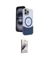 ieg™ iPhone 15 Pro Max Kılıf Kozmos Form Özel Seri - Siyah Bilvis 3D Mat Cam Ekran Koruyucu