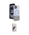 ieg™ iPhone 15 Pro Max Kılıf Kozmos Form Özel Seri - Siyah Bilvis 3D Mat Cam Ekran Koruyucu