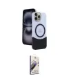 ieg™ iPhone 15 Pro Max Kılıf Kozmos Form Özel Seri - Siyah Bilvis 3D Mat Cam Ekran Koruyucu