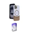 ieg™ iPhone 15 Pro Max Kılıf Kozmos Form Özel Seri - Siyah Bilvis 5in1 3D Magic Cam Ekran Koruyucu