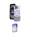 ieg™ iPhone 15 Pro Max Kılıf Kozmos Form Özel Seri - Siyah Bilvis 5in1 3D Magic Cam Ekran Koruyucu