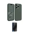 ieg™ iPhone 15 Pro Max Kılıf Kozmos Yansıma Özel Seri - Siyah 3D Antistatik Hayalet Cam Ekran Koruyucu