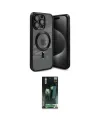 ieg™ iPhone 15 Pro Max Kılıf Nova Işık Özel Seri - Siyah 360 Mat Full Body Arka Koruyucu