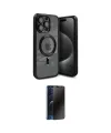 ieg™ iPhone 15 Pro Max Kılıf Nova Işık Özel Seri - Siyah 3D Antistatik Hayalet Cam Ekran Koruyucu