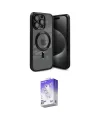 ieg™ iPhone 15 Pro Max Kılıf Nova Işık Özel Seri - Siyah Bilvis 5in1 3D Magic Cam Ekran Koruyucu