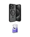 ieg™ iPhone 15 Pro Max Kılıf Nova Işık Özel Seri - Siyah Bilvis 5in1 5D Magic Hayalet Cam Ekran Koruyucu