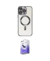 ieg™ iPhone 15 Pro Max Kılıf Nova Işık Özel Seri - Siyah Bilvis 5in1 5D Magic Hayalet Cam Ekran Koruyucu