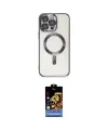 ieg™ iPhone 15 Pro Max Kılıf Nova Işık Özel Seri - Siyah Buffer Hayalet Cam Ekran Koruyucu